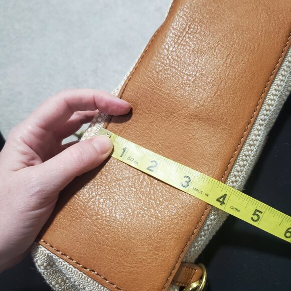 FOSSIL Camilla Convertible Backpack Raffia Rattan Flax Weave Vegan Cream Brown - Picture 16 of 16